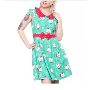 Sourpuss Mint Christmas Kitties
Rockabilly Retro Pinup Dress L (US 8)